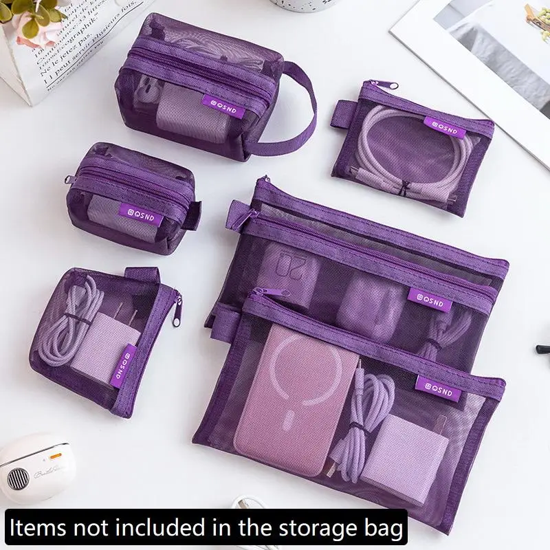 ☺6pcs Transparent Mesh Coin And Miscellaneous Storage Bags, Portable 3D Card Organizer Pouches Cosmetic Bags Travel Storage Bag