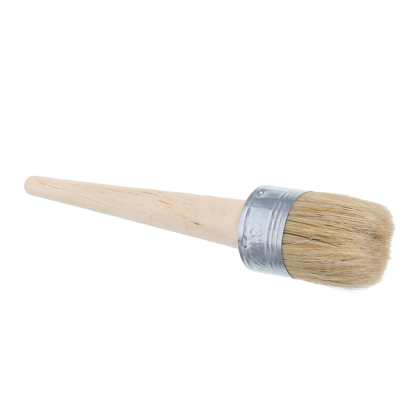 Round Paint Brush 1 1 2 Inch Diameter Bristle Wax Vintage Home Decor Chair Cream Ergonomic Handle Thumb Point Smoother Painting