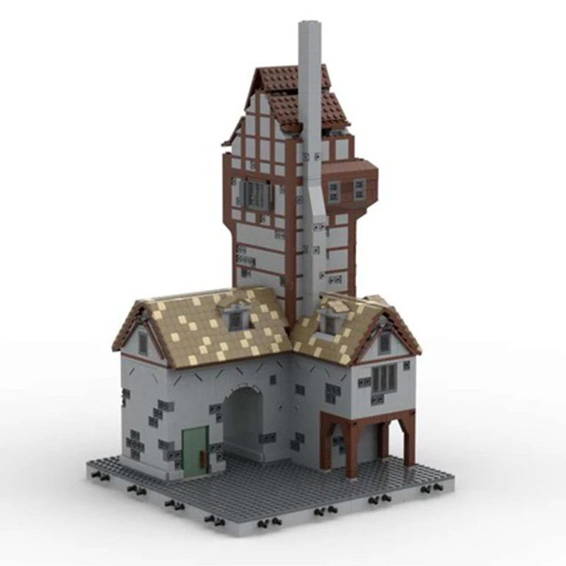 Casa de puente Medieval MOC, arquitectura Medieval (puente y casa), edificio educativo, bloques diy, juguetes de cumpleaños, regalo, 3146 Uds.