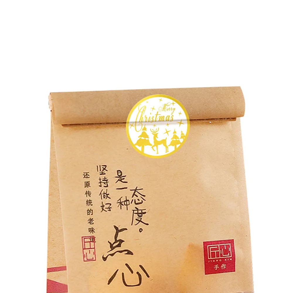 500pcs Bronzing Merry Christmas Labels Sticker 1inch Scrapbooking Stickers  for Holiday Candy Bag Decoration Gift Seals Stickers