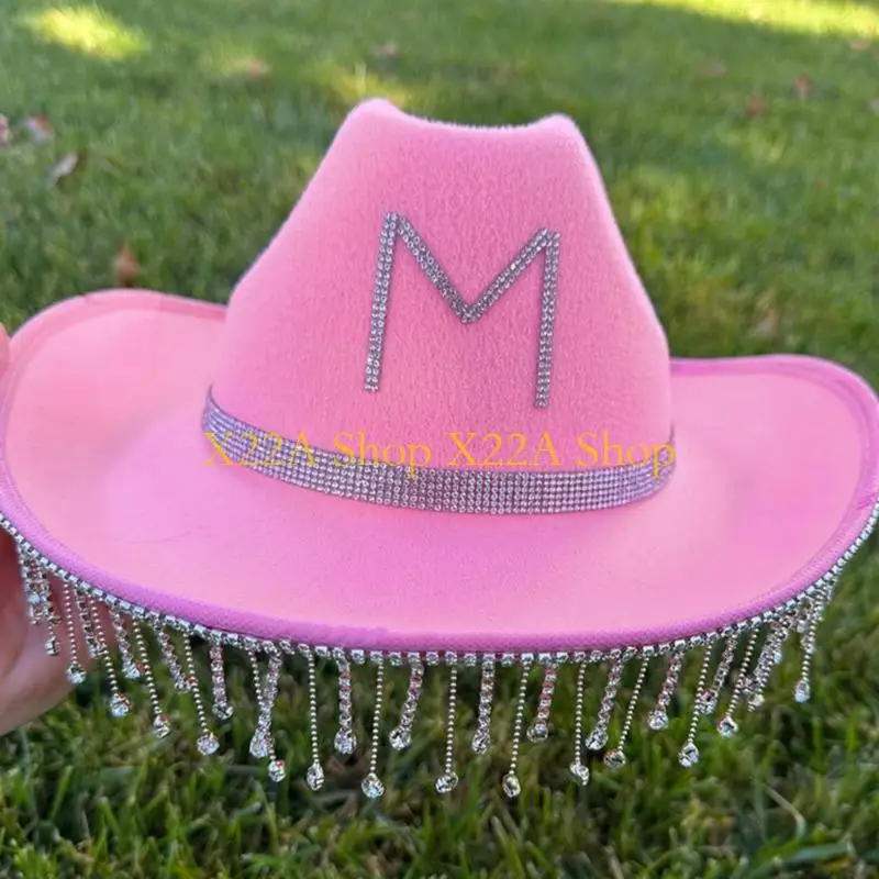 Unique Woman Dangle Cowgirls Hat Summer Outdoor Sunproof Wide Brim Bridal Fedoras Hat for Photoshoots Supplies