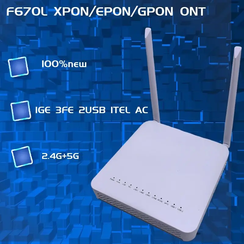 

1 /3/5 pcs 100% NEW xpon F670L 5G ONT epon/gpon Dual Band 4ge+1tel+2usb+Ac 5g Wifi ONT router F670L Without Power Free Shipping