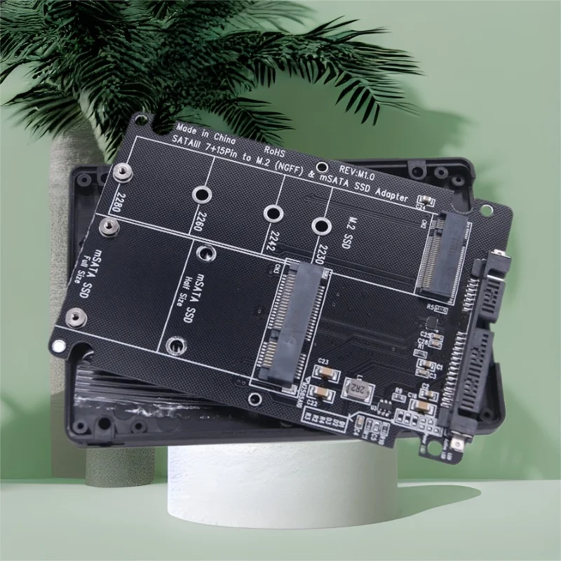 Adapter M.2 B Key na SATA Konwerter MSATA na SATA 3.0 Zewnętrzny Adapter 2-w-1 mSATA M.2 NGFF na SATA3 Karta Rozszerzeń Riser Board