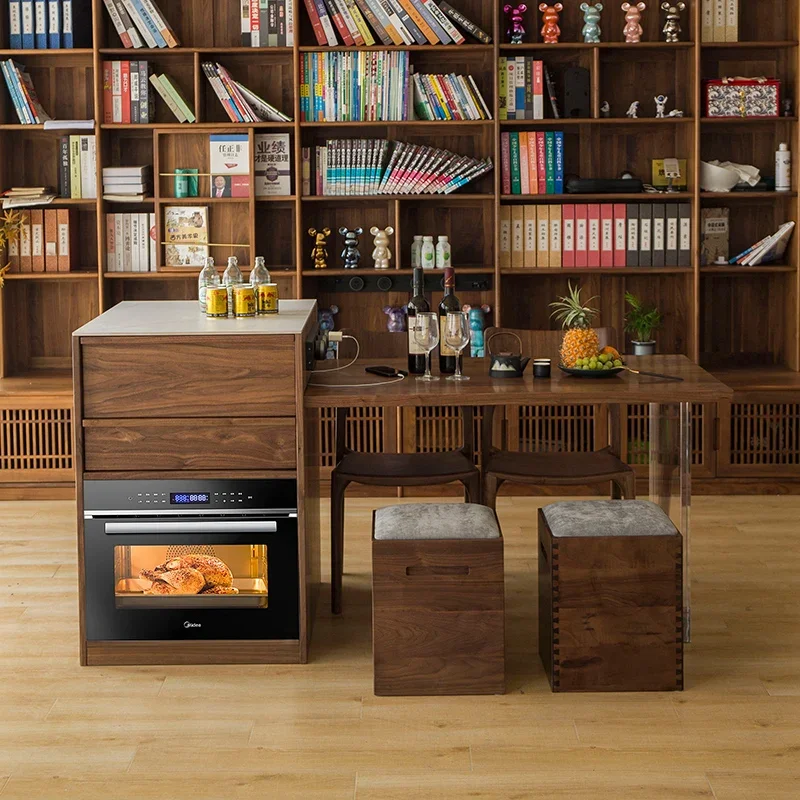 Dining table integrated telescopic storage embedded electrical cabinet household small apartment