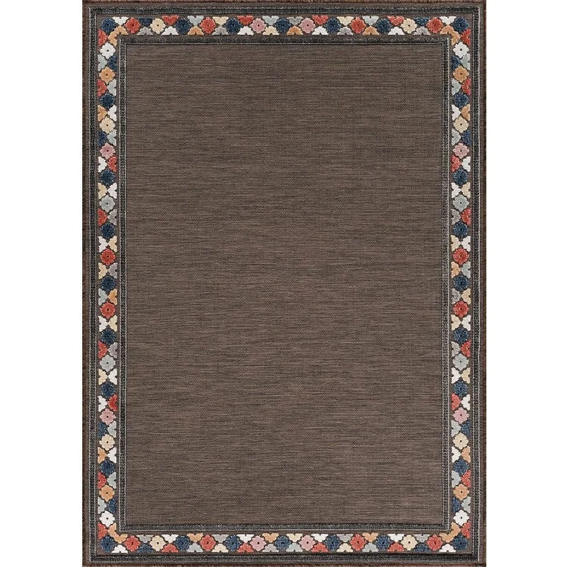 Outdoor Rug 10x14 Bordered Modern Floral Large Area Rugs for Indoor and Outdoor Patio Easy to Clean Non Shedding Living Room