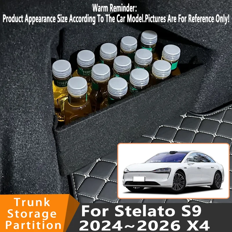 

Автомобильные аксессуары для Stelato S9 2024 ~ 2026 X4 2025, автомобильный органайзер, утолщенная боковая перегородка багажника, детали ящика для хранения в салоне