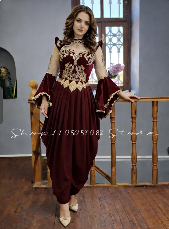 Maßgeschneidertes elegantes albanisches Abendkleid, Phantom-Langarmkleid mit Perlenstickerei, Kosovo-Kaftan, Damen-Ballkleid, Vestidos de Gala