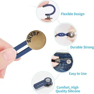 Metal Button Extender for jeans, fixing kit, free sewing, retractable waist buckles, perfect for any pants, 5pcs 6 Main Sales Botoes - №3