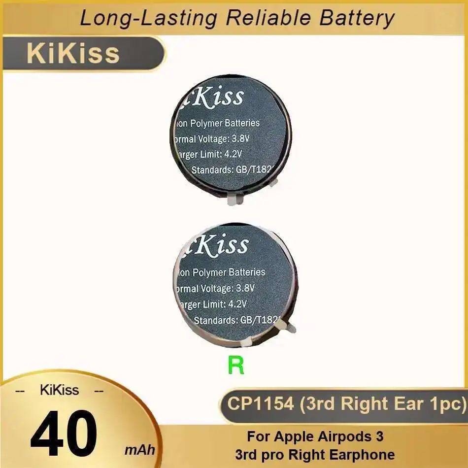 

High Capacity For Apple Airpods 3 3Rd Pro Right Earphone CP1154 1Pc 40Mah Reliable Power Supply Battery