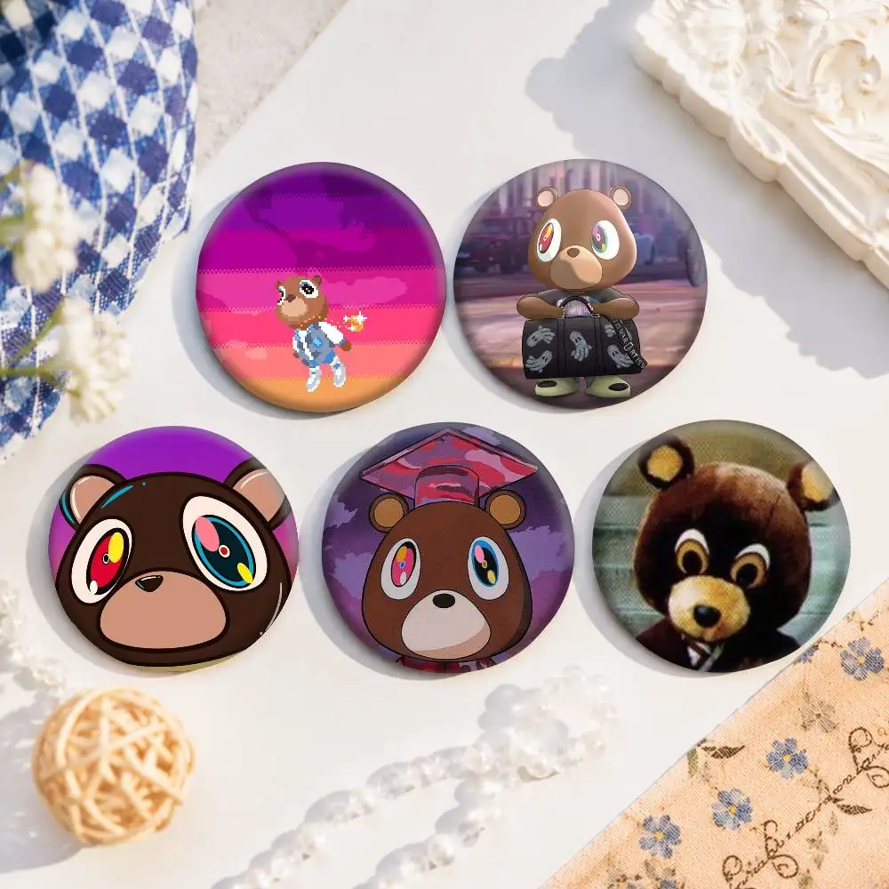 A-K-Kanye West Cartoon Round Brooches On Backpack Jacket Acrylic Button Pins Collection Gifts