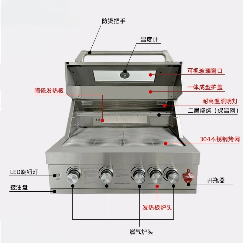 

Embedded Barbecue Grill Gas Charcoal Dual-purpose Barbecue Grill Villa Courtyard Barbecue Table Kitchen Customization