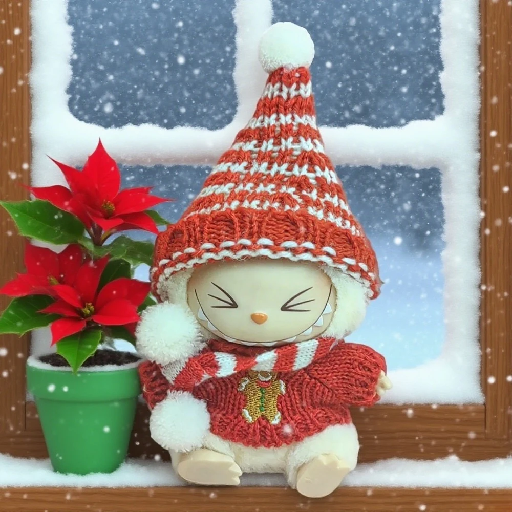 

17cm Cute Mini Plush Doll'S Clothes Outfit Accessories For Korea Kpop Exo Labubu Idol Dolls Christmas Knitted Sweater Kid Gift