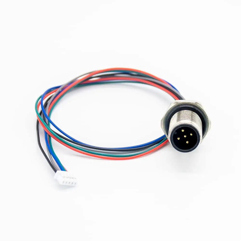 M12 5 Pin Connector Wire Harness Male Panel Mount to Molex 1.25mm Pitch Length 30CM AWG26 Shield