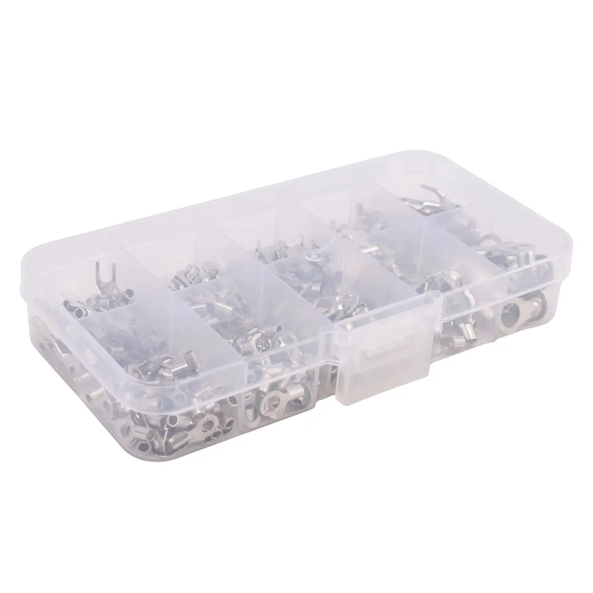 HITL 320Pcs 10 in 1 Terminals Non-Insulated Ring Fork U-Type Brass Terminals Assortment Kit Cable Wire Connector Crimp Spade