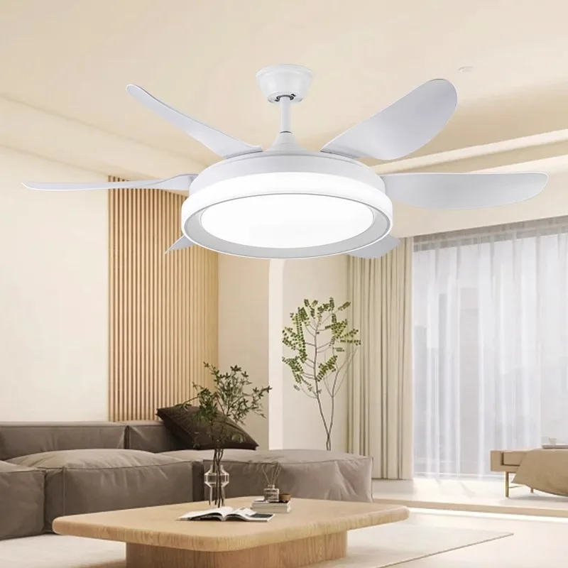 2024  56 inch high wind ceiling fan LED light for household ceiling, suspension pole variable frequency living room fan light