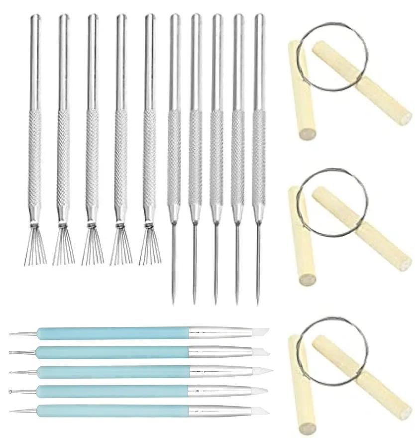 18Pcs Silicone Clay Sculpting Tool Clay Needle Sculpture Feather Texture Tools Clay Pottery Kit Wire Clay Cutter Pottery Tools