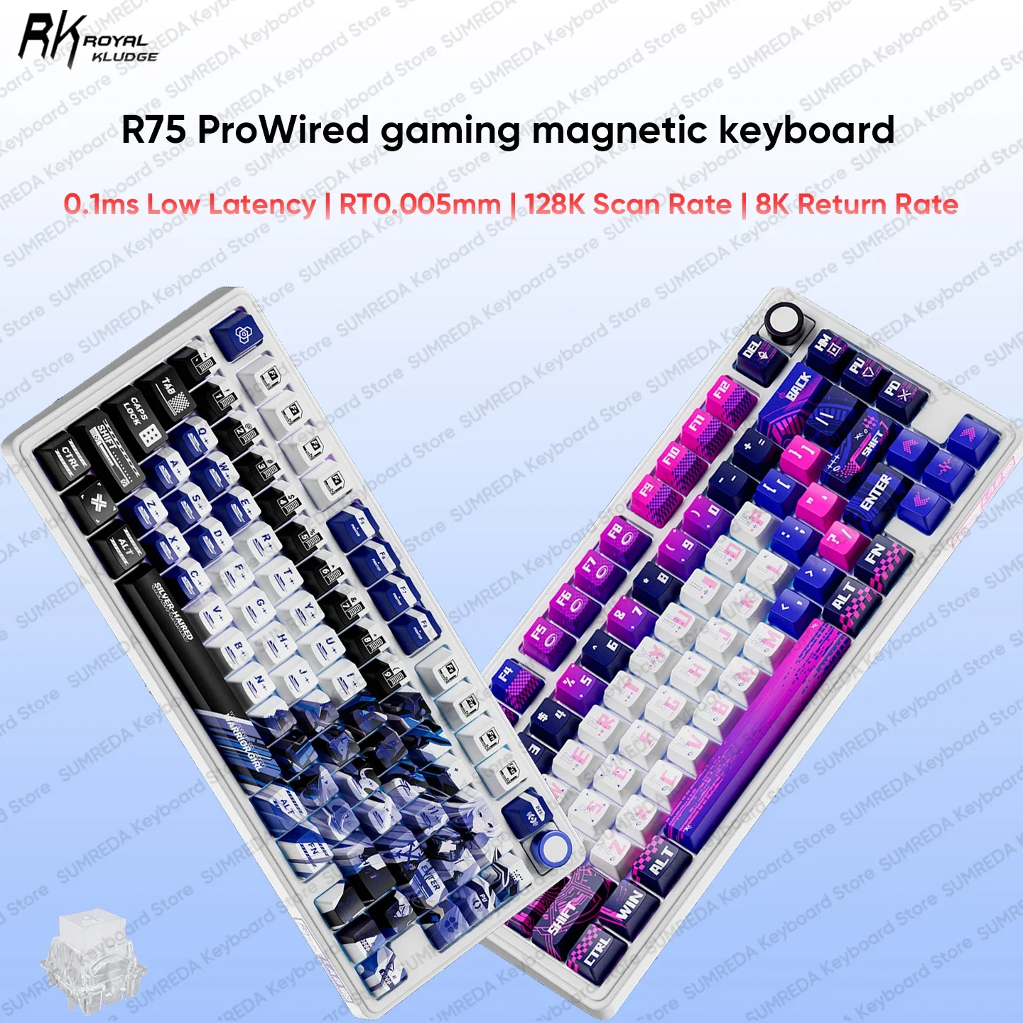RK R75Pro Magnetic Switch Mechanical Keyboard 0.1ms Low Delay RT0.005mm Hot Swap HIFI Sound Ergonomic 75% Wired Gaming Keyboard