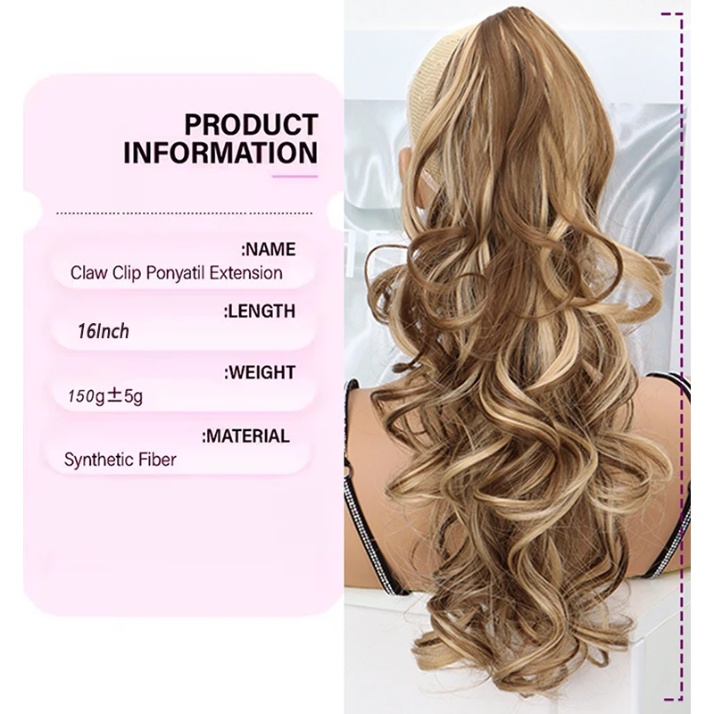 Claw Clip Multi-Layer Wavy Ponytail Extension, Fluffy Silky Synthetic Hair Curly Hairpiece for Women, Ideal for Daily Wear
