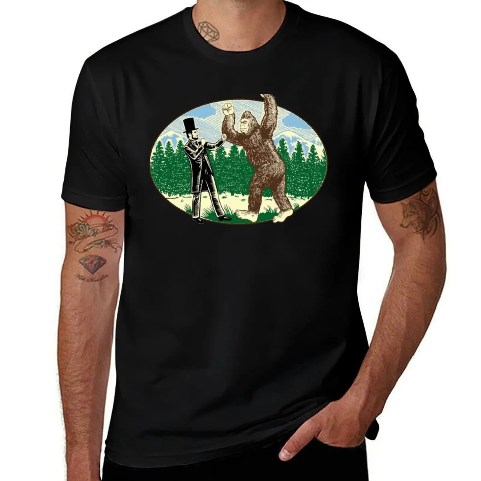 Bigfoot cotton Sasquatch Logo T-Shirt Lincoln Men Sleeve designer t Hunter man ABE 100% Short tshirt shirt