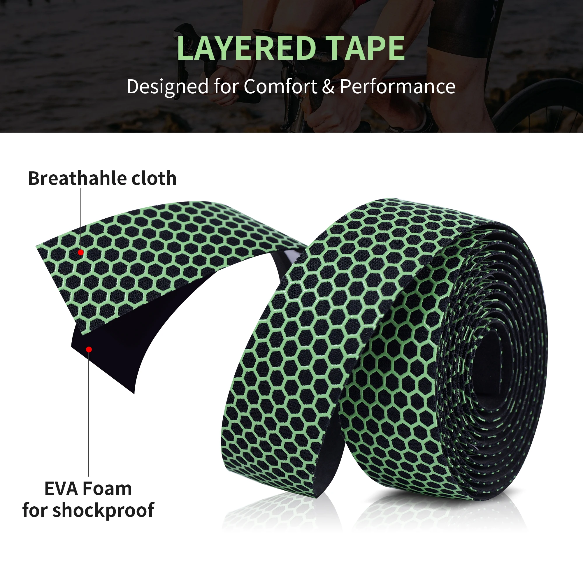 2 قطعة الطريق دراجة المقود الشريط مكافحة زلة هلام السيليكا المقود الشريط امتصاص الصدمات الدراجات دراجة المضادة للاهتزاز التفاف الشريط بارت