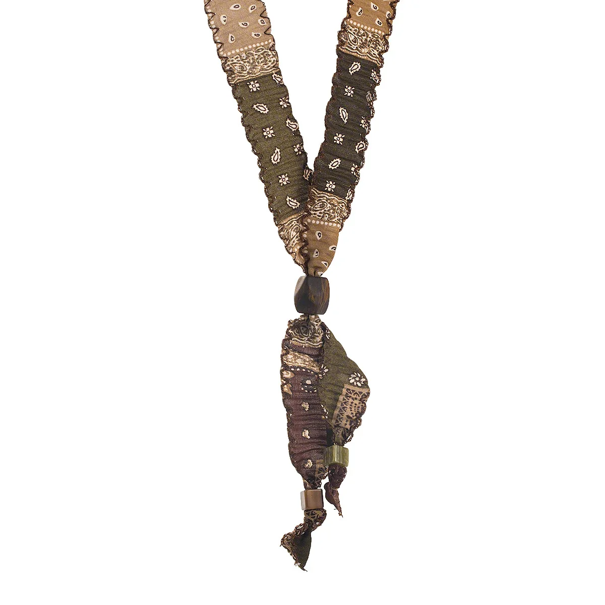 Retro printed silk scarf pull necklace, Maillard-style fabric choker niche design accessory