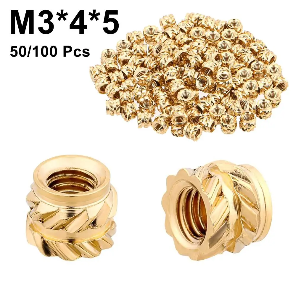 50/100 Pcs M3X4X5 Heat Insert Embedment Nut M3 Threaded Knurled Brass Screw Nuts 3D Printer Voron 2.4 And Others