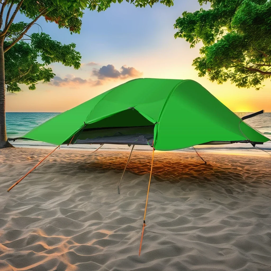 

Hot Sale New Design 3-Person Ultralight Hanging Hammock Tree Tent Canvas Fabric With Aluminum Poles Foldable 4-Season Tent Beach