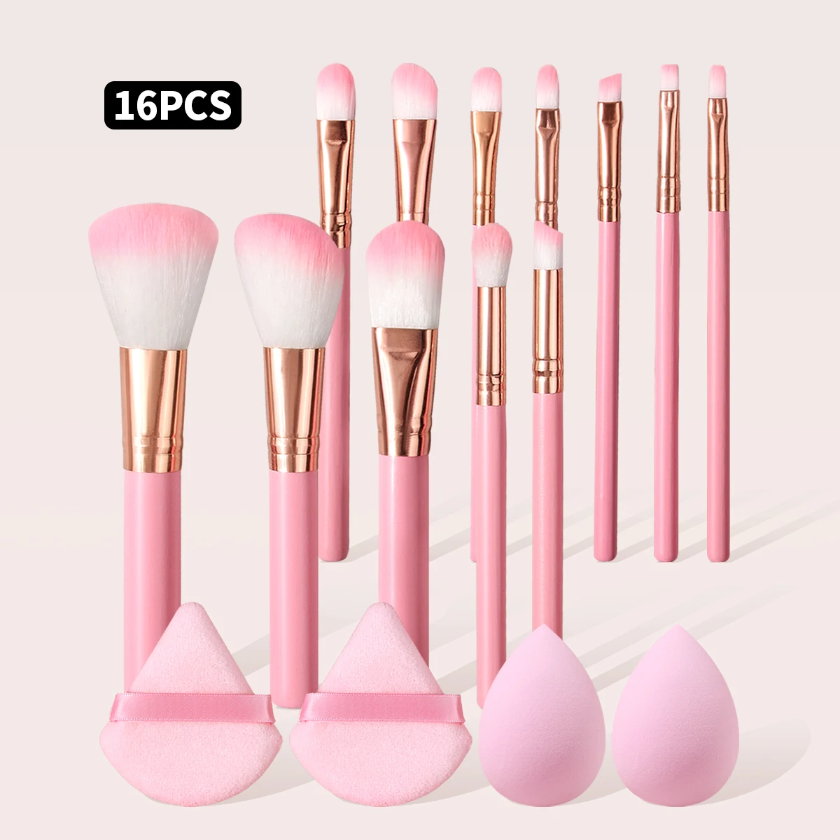 16Pcs Makeup Brush Kit with Cosmetic Puff Soft Powder Eyeshadow Foundation Blush Brushes Daily Beauty Makeup Tools for Women