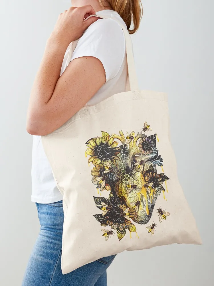 

Human Heart best, honey, Save the bee, honey watercolor Tote Bag shopping bags foldable foldable reusable bag eco pack