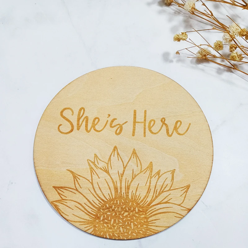 

Custom Engraved Wood Baby Name Sign Baby Birth Announcement Photo props Laser Cut Milestone Baby Shower Gift Flower Sign