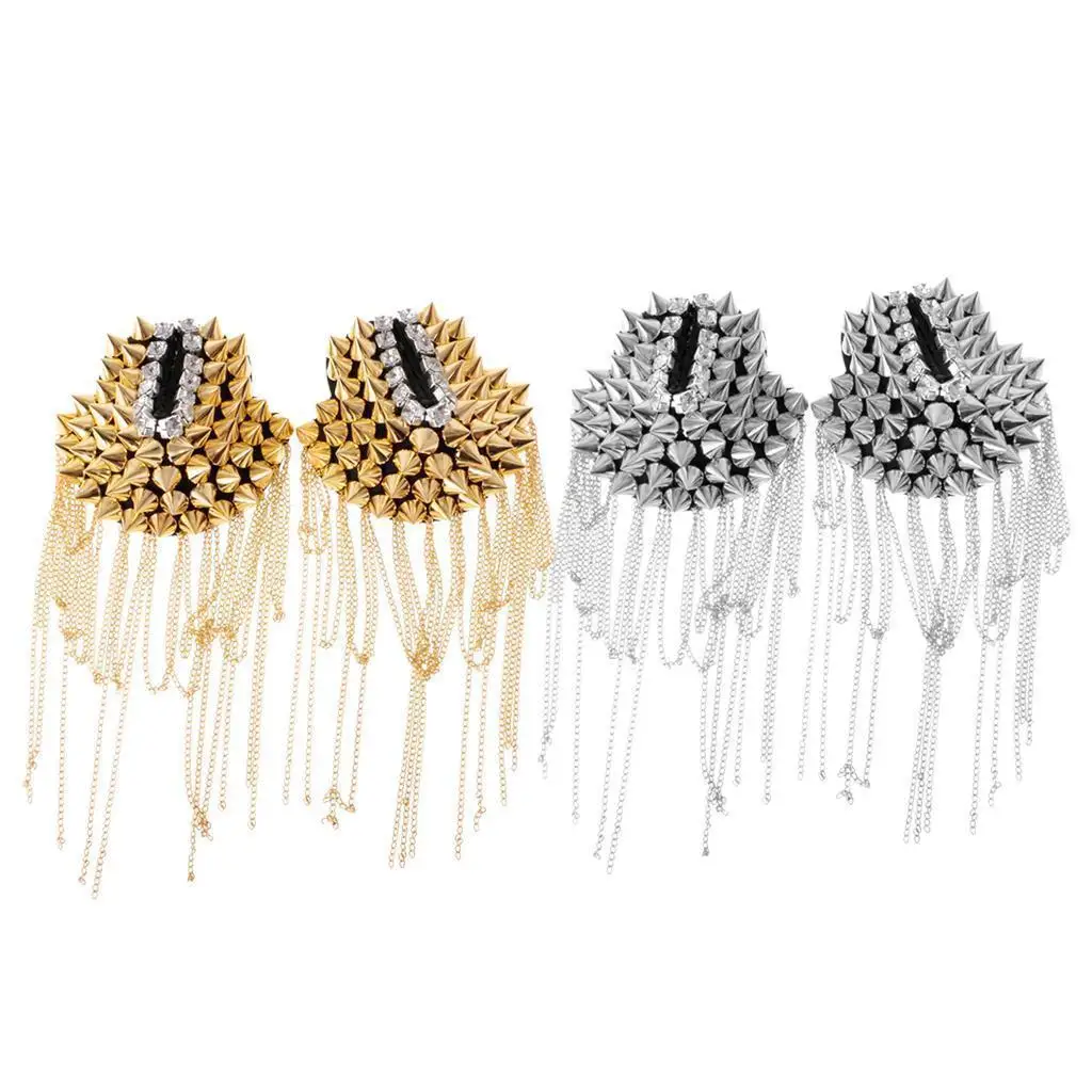 

2Pcs Charm Rivet Stud SpikeTassel Epaulette Shoulder Board Mark Brooch Badge