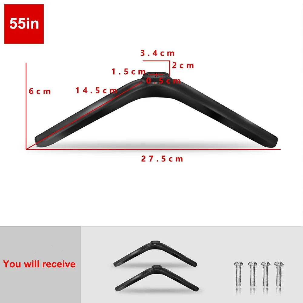 New Universal TV Base Stand Legs With Screws Black Television Tabletop Foot TV Stand Base Mount Bedroom