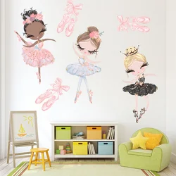 Kawaii Ballet Dace Girl Wall Art Sticker For Living Room Girls Bedroom Decoration Self-adhesive Wallpaper Baby Home Decor