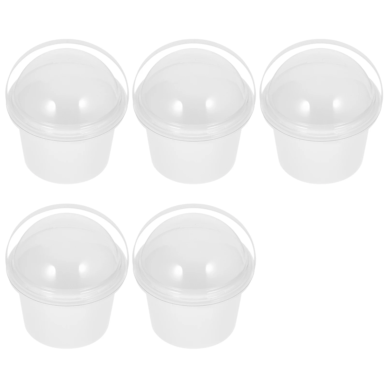 

5 Pcs Popcorn Bucket 500ml Clear Plastic Containers with Handle Lid for Home Cinema Store Ice Cream Candy Fruits Storage