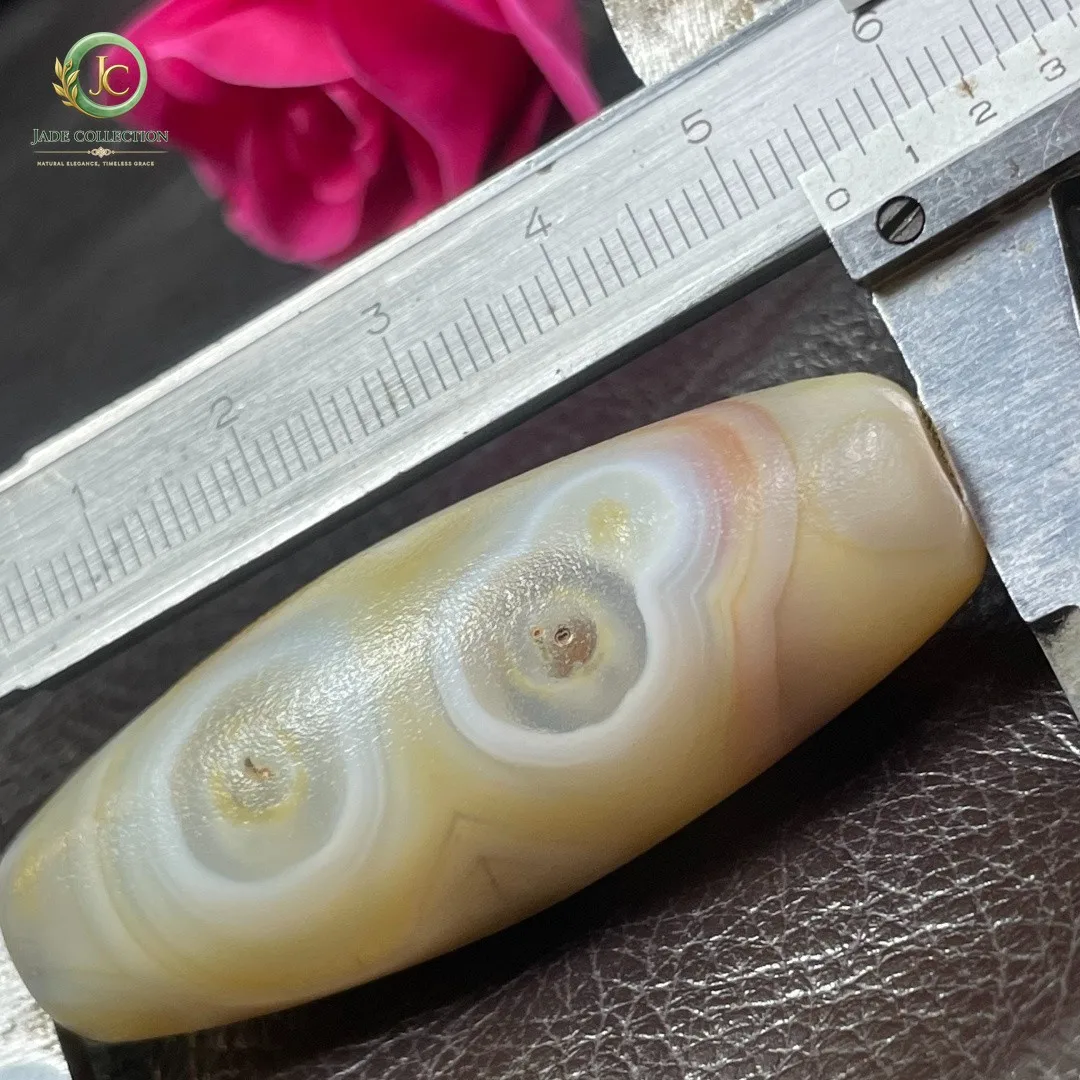 Tibetan Nepalese Himalayan Bead Ancient agate Old Dzi Talisman 2 eye Bead Amulet
