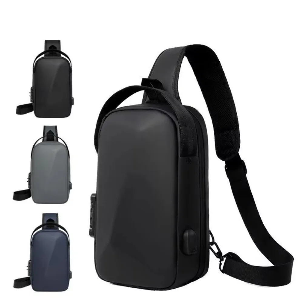Oxford Cloth Men's Chest Bag Anti-theft USB Charging Port Password Sling Bag Multi-storey Anti Theft Shoulder Crossbody Bag