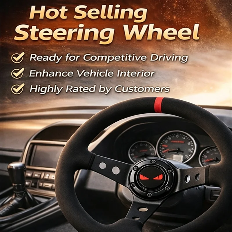 Universal 14-inch 350mm suede car aluminium alloy racing steering wheel deep-dish hub drift sport car steering wheel - view 5