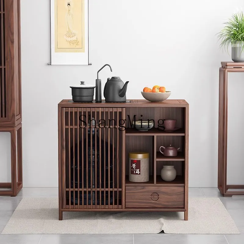 

FG new Chinese tea cabinet solid wood balcony tea cabinet old elm integrated living room modern household cabinet
