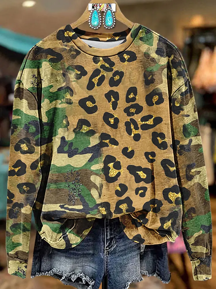 Leopard Camouflage Print Sweatshirt