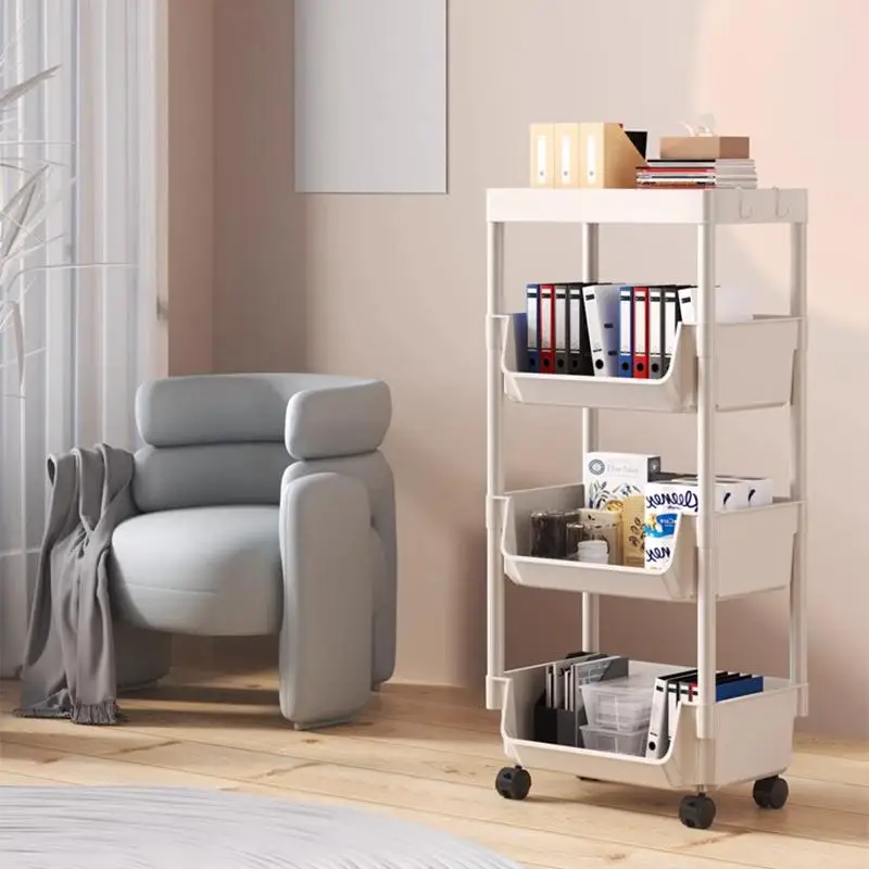 이동식 선반 어린이 장난감 보관 트롤리, 다층 스낵 보관 캐비닛, 침실 바닥 간단한 책장