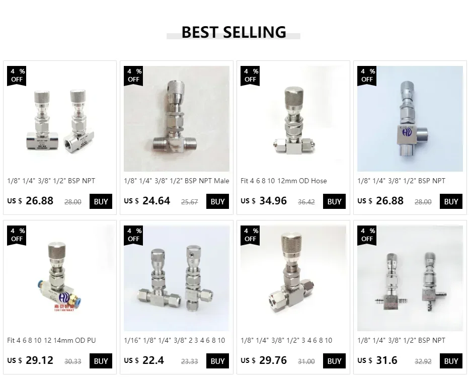 Fit 4 6 8 10 12 14mm OD PU Tube Push In Bulkhead 304 Stainless Shut Off Metering Micro Needle Valve Flow RegulatingHOT SALES