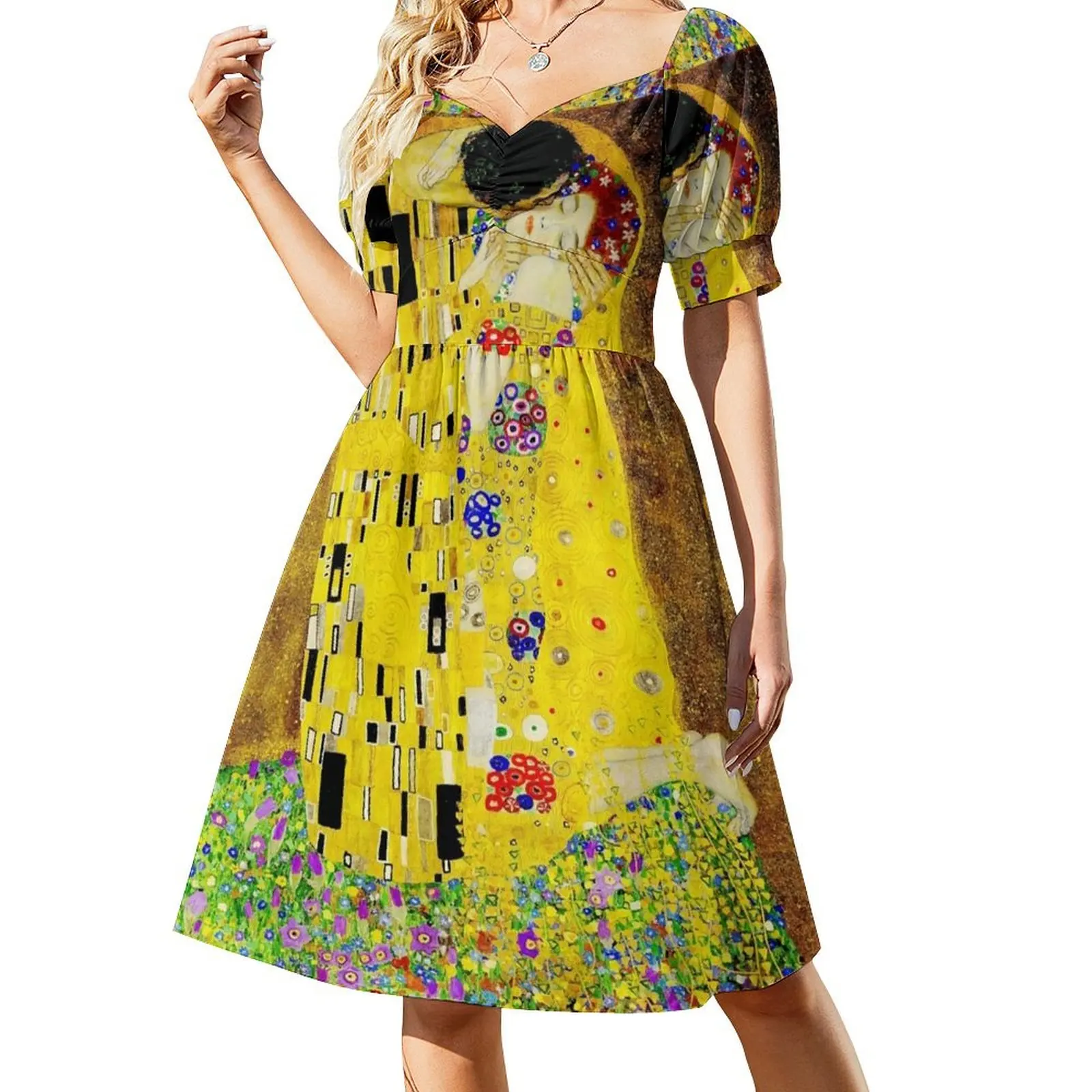 

The Kiss by Gustav Klimt Liebespaar - The Lovers Short Sleeved Dress dresses women summer 2025 women's evening dresses Dress