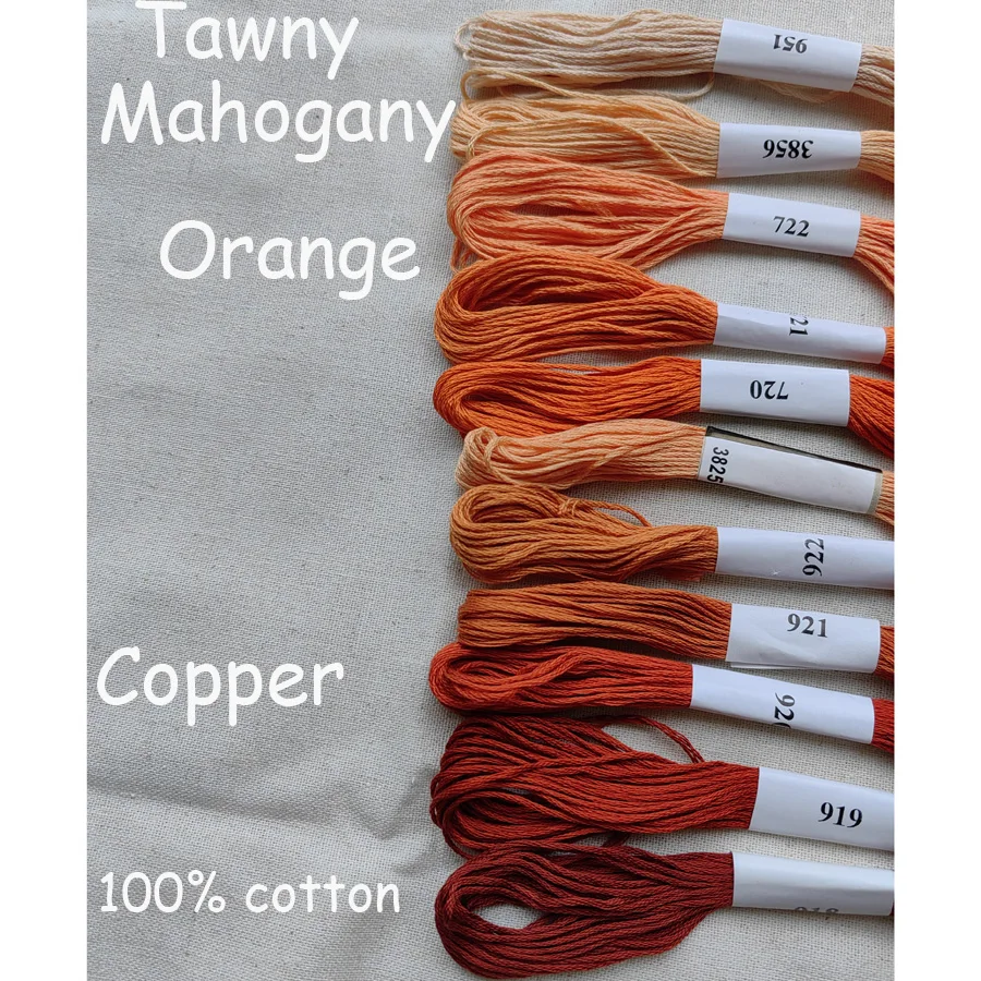 Quality 100% Cotton Cross Stitch Embroidery Thread Yarn Copper Orange Mahogany 918 919 920 921 922 300 301 400 402 3776 3856 720