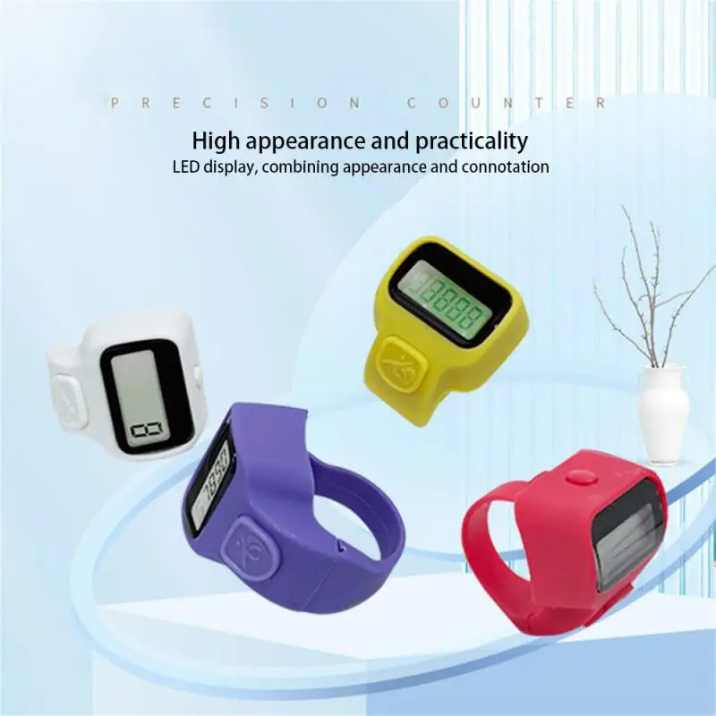 12Color Fitness Electronic Finger Counter, Mini Digital Display Hand Tally Counter 5-Digit Number Count Clicker Resettable Click