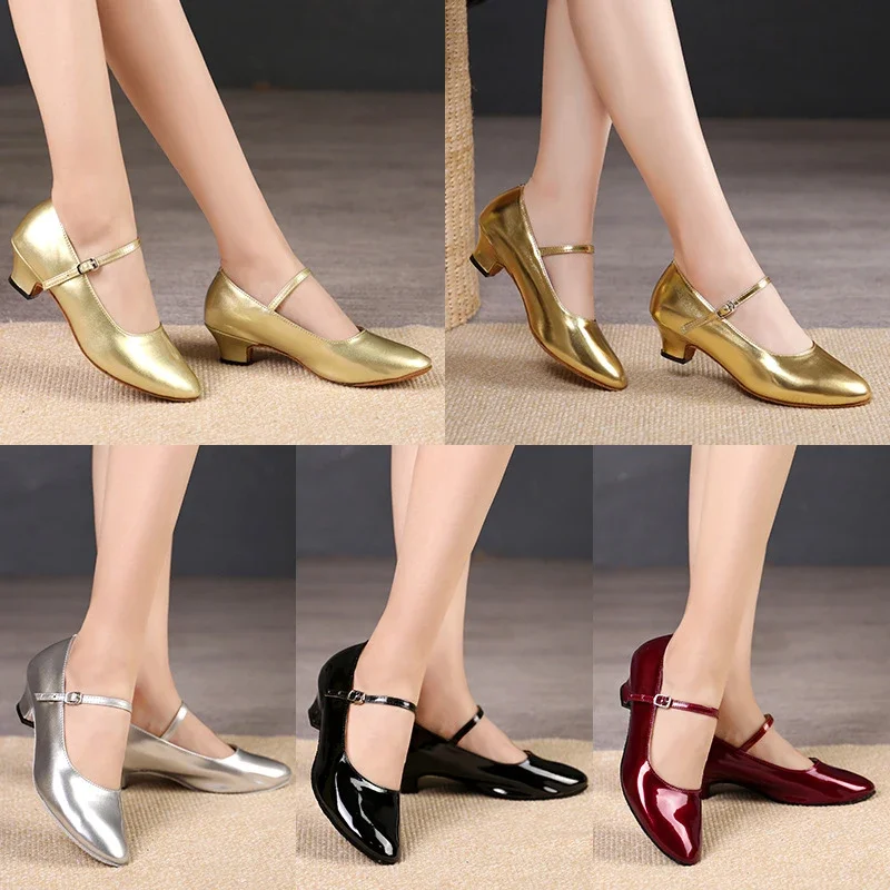 Dance Shoes Women's Soft Bottom New Adult Four Seasons Mid-heel Pumps Teachers Practice Shoes Sailors Social Dancing Sandals