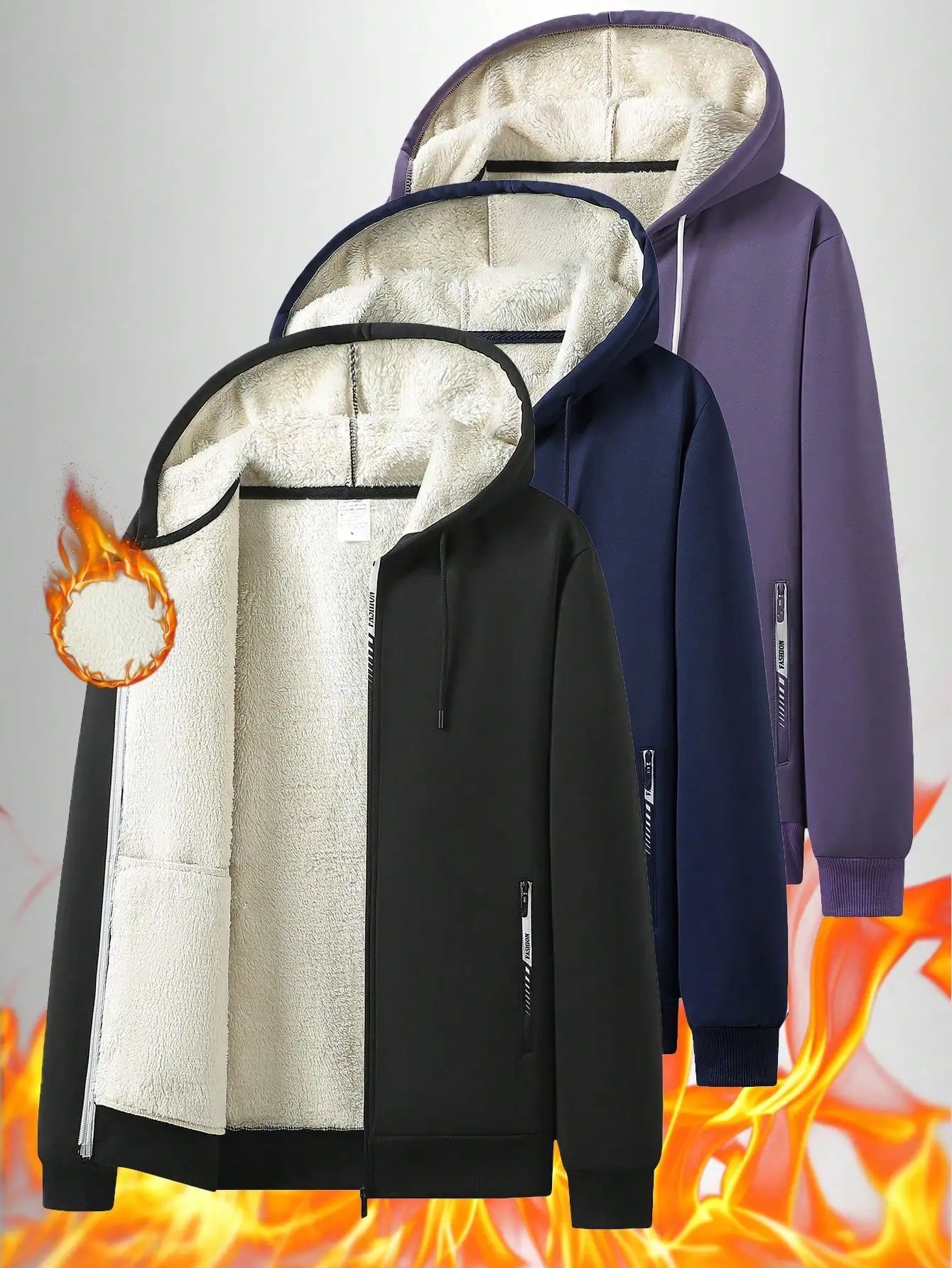 Chaqueta con cremallera y capucha con forro polar para mujer para invierno, ropa informal y al aire libre
