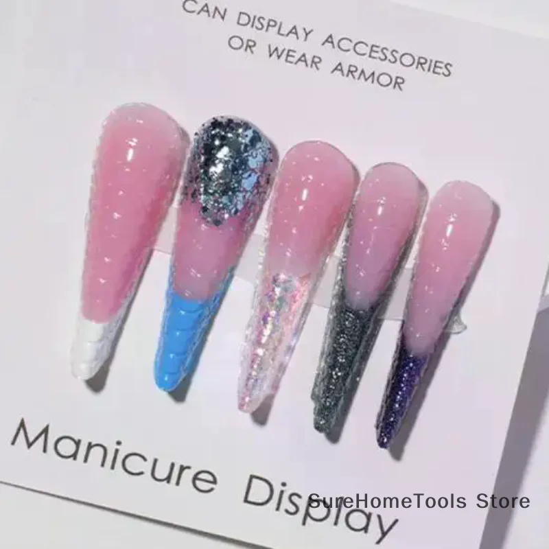 Transparante volledige dekking verlenging valse nageltips - UV-gellak gebeeldhouwde mal druk op nagels voor salon- en doe-het-zelf-manicuregereedschap