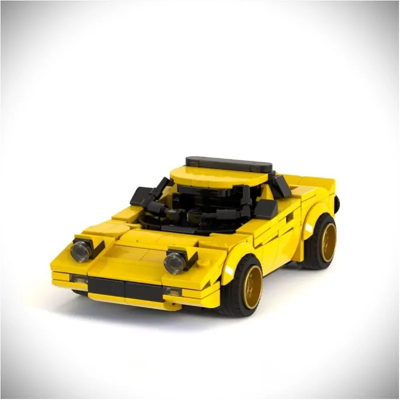 MOC-188344 Nouveau Jaune Petit sourire voiture Nuit De Course Modèle 346 Pièces MOC Creative Garçon Enfants Anniversaire décennie s De Construction Jouet Cadeau