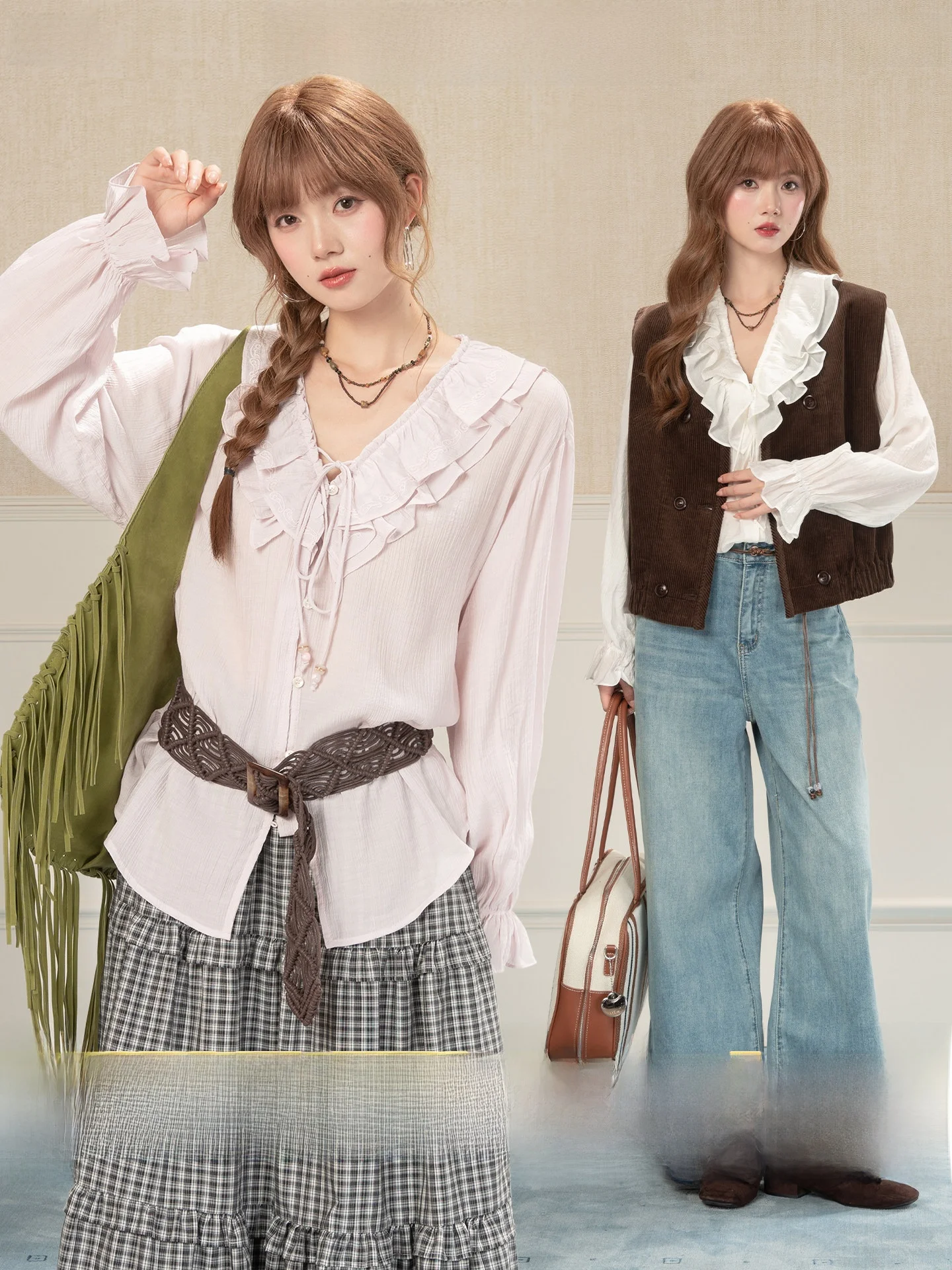 

Нежно-розовая женская свободная легкая универсальная блузка с длинным рукавом и рюшами на воротнике, весенняя коллекция, бренд Loveheynew, повседневный стиль