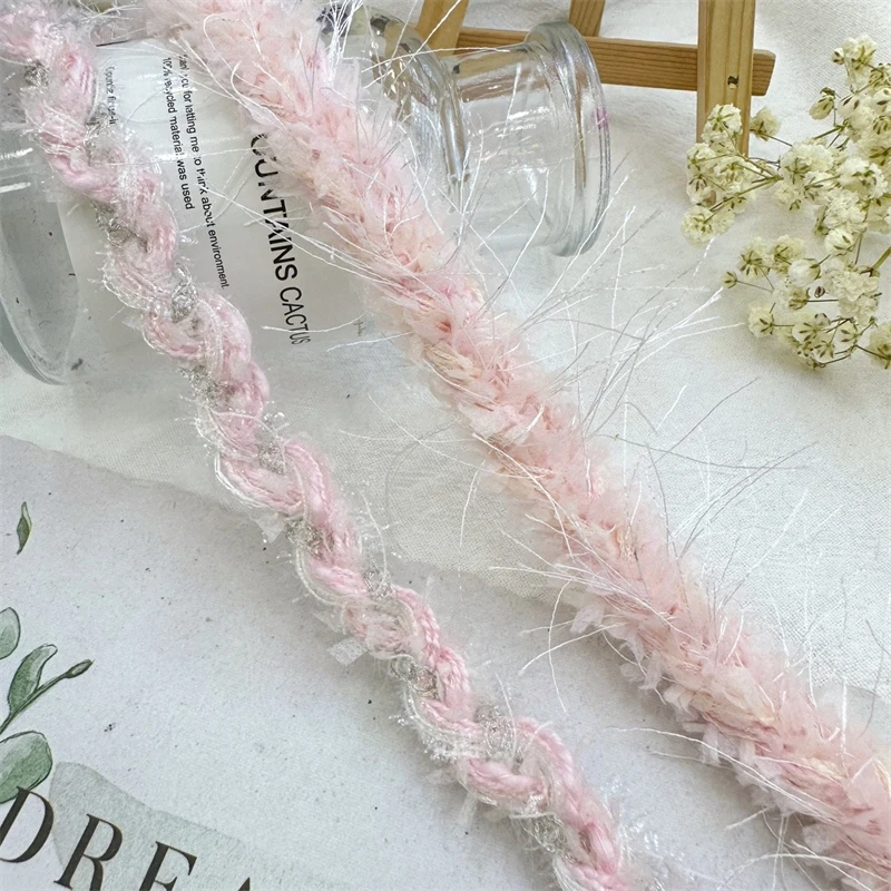 New Pink Gold Thread Woven Lace Accessories DIY Collar and Cuff Clothing Decoration Sewing Material Tweed Lace Webbing Ribbon